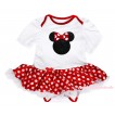 White Baby Bodysuit Minnie Dots White Pettiskirt & Red Minnie Print JS4505